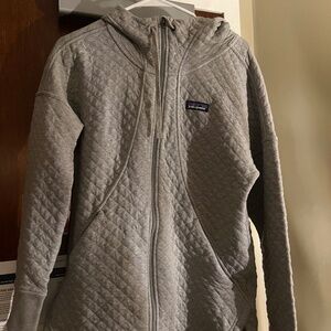 Patagonia Quilted Hooded Gray Zip Up Jacket